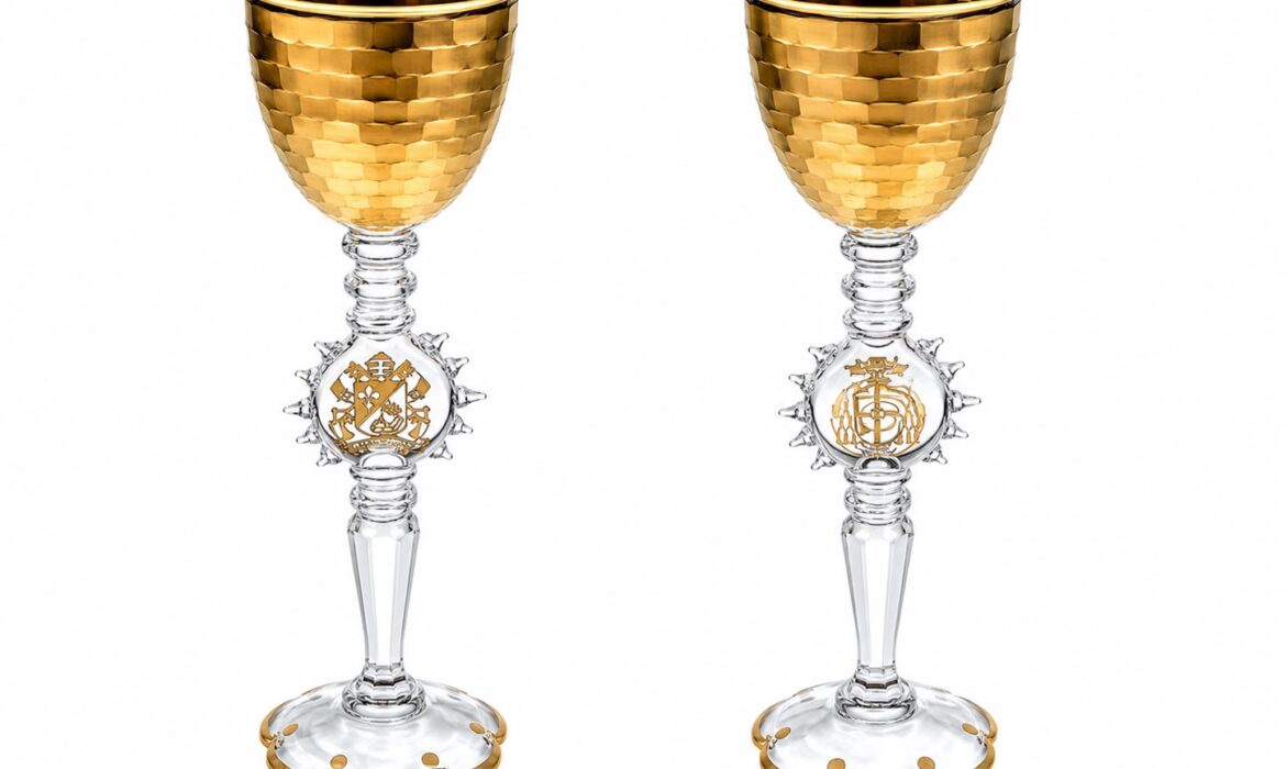 Mons. Jesús Vidal recibe el cáliz exclusivo de la Real Fábrica de Cristales de La Granja que entregará al papa León XIV